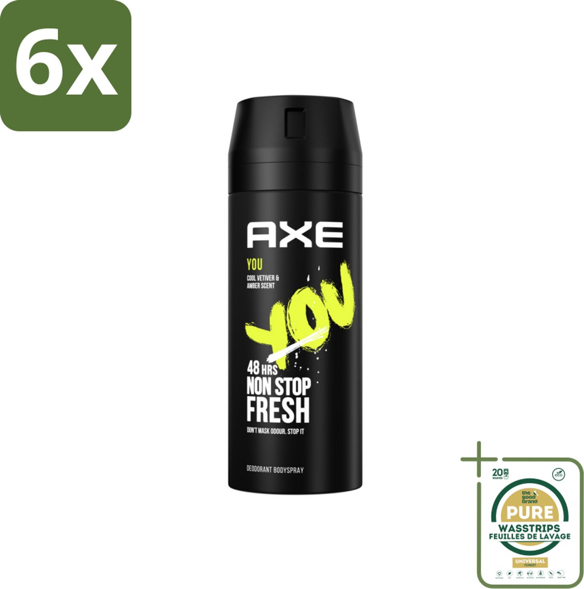Axe Deodorant Bodyspray You 150 ml - Voordeelverpakking - 6 stuks - Axe - 48 uur bescherming
