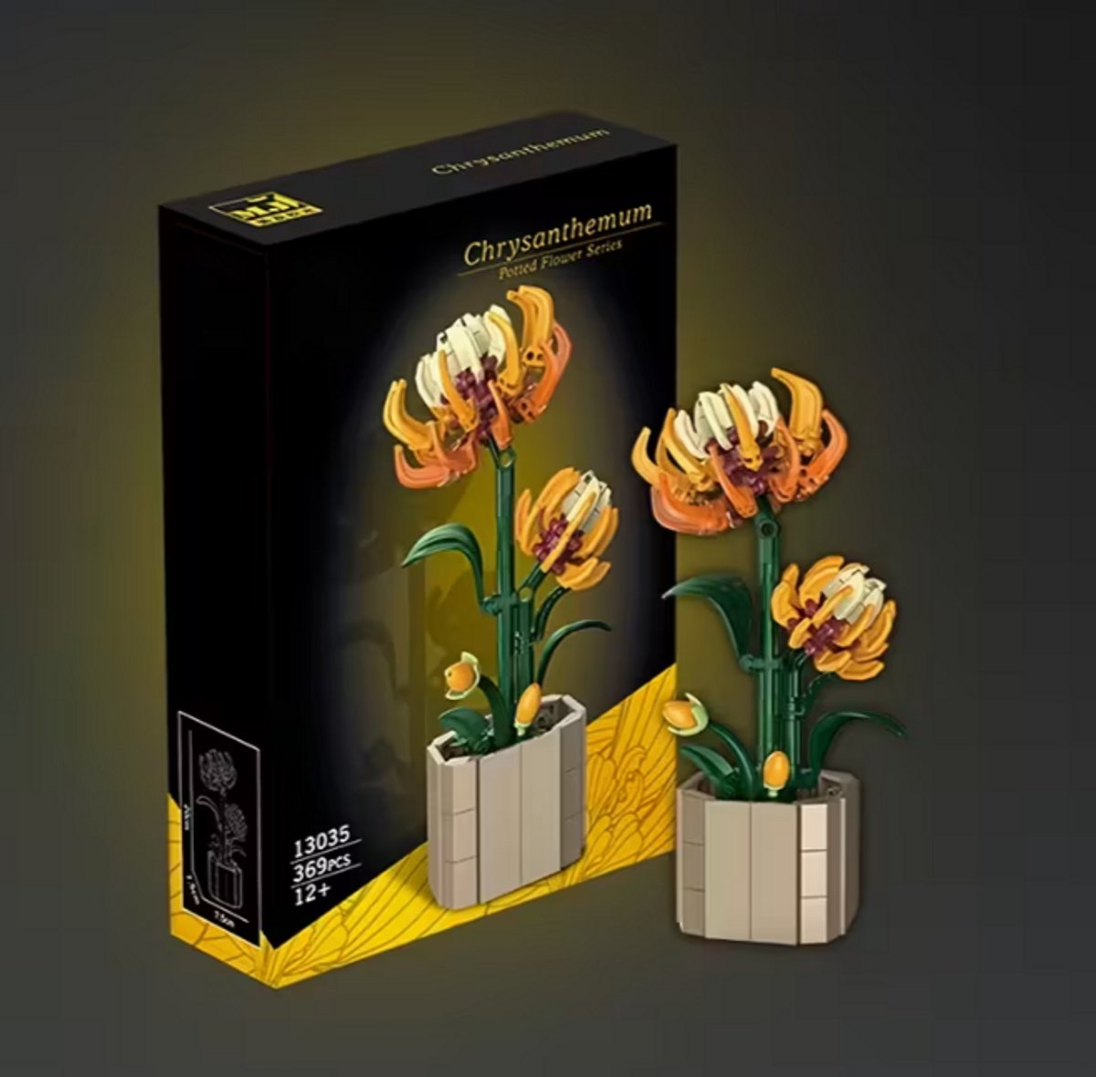 Bouwbloem – Creatieve Bloemdecoratie van Bouwsteentjes – Chrysant - Uniek Cadeau voor Kinderen & Volwassenen