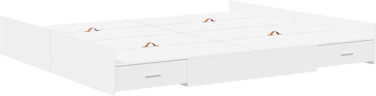 Tweepersoonsbed | Dubbelbed | Volwassenenbed | Bedframe met opbergruimte Wit 180 x 200 cm Bewerkt hout