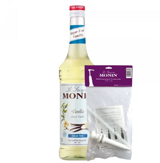 Monin Siroop Vanille Suikervrij 70 cl + Pompje