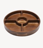 Zoha Lumo Acaciahouten Snackschaal – Verdeelde Houten Snacktray – 29 cm – Handgemaakt & Stijlvol