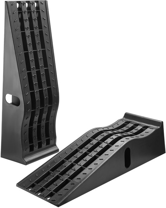 autohellingen, 2-pack, 17 cm hefhoogte, draagbare autohellingen voor garageonderhoud, olieverversingen en vrachtwagenreparaties, 1814 kg laadvermogen (per helling), zwart | NL