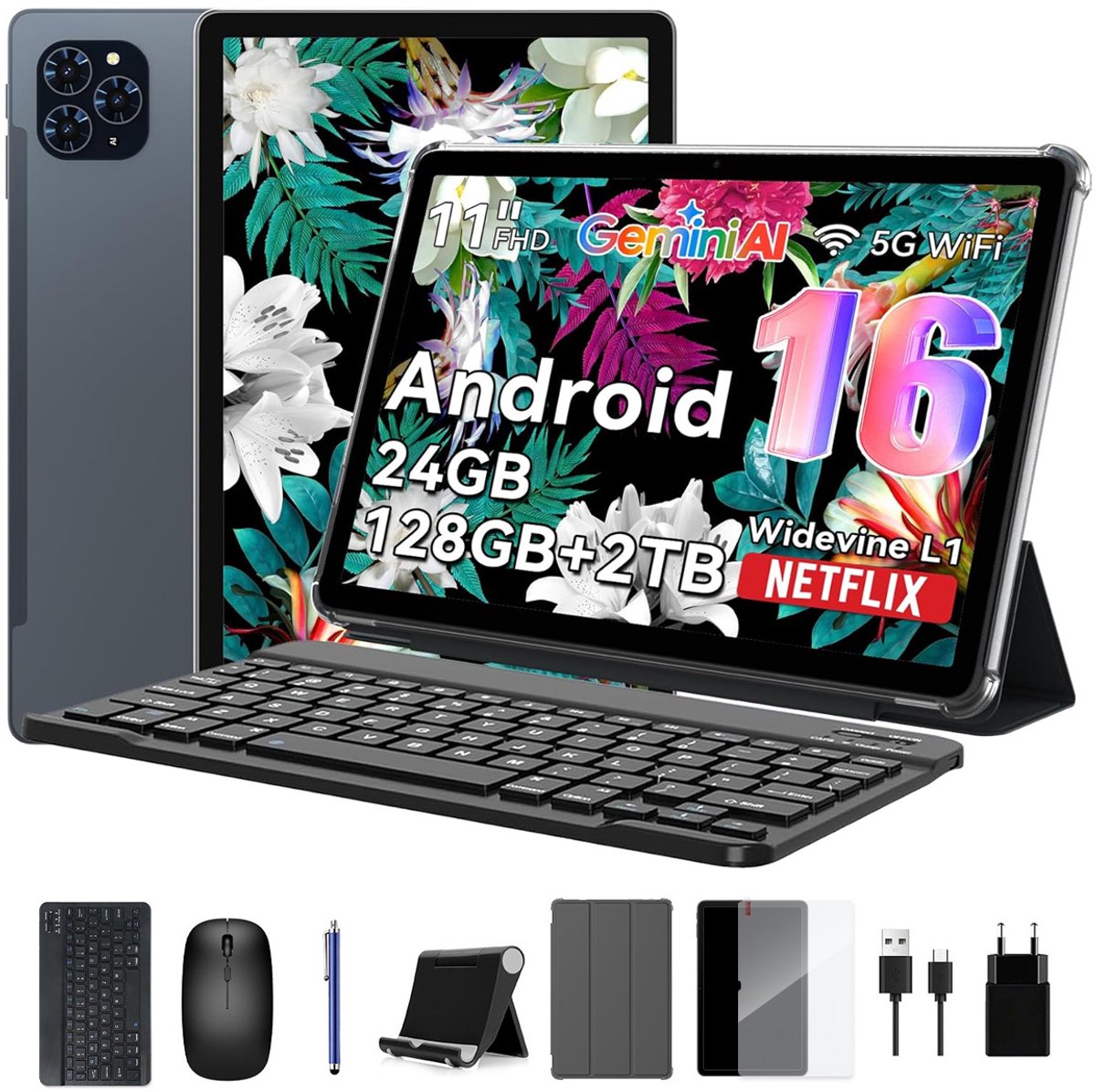 KINGRID T90 Tablet - Gemini AI - 24GB RAM - 128GB ROM - Met