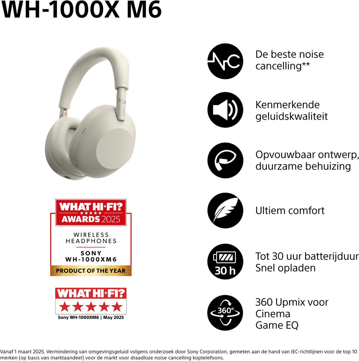 Sony WH-1000XM6 - Draadloze koptelefoon met Noise Cancelling - Zilver — afbeelding 6