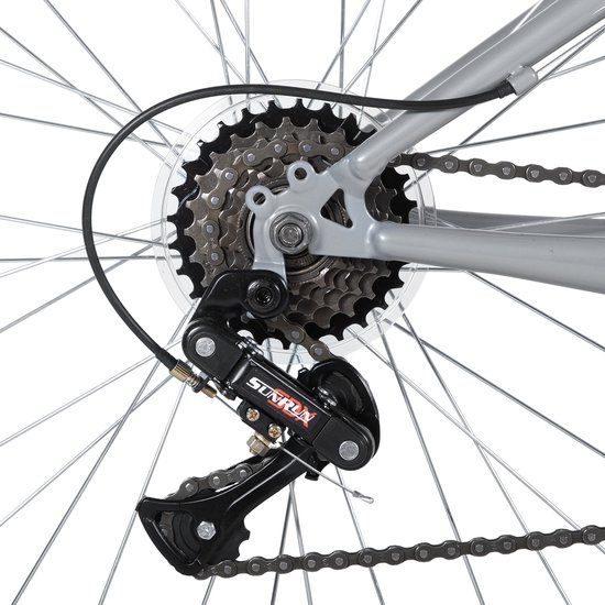 BAMCBASE Agave Voorvering Mountainbike - 26 inch - Carbonstalen Frame - 18 Versnellingen - Handrem - V-Brake - Spatborden - Grijs van Bamcbase — afbeelding 3