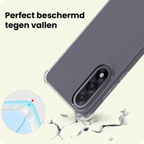 Transparante hoes demonstreert bescherming tegen vallen met ingekleurde hoek.