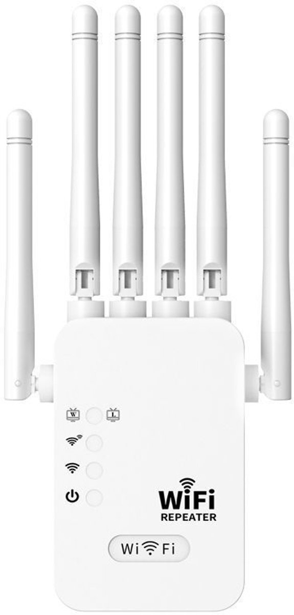 WiFi-signaalversterker, zes antennes, draadloos netwerk, 1200 MB, signaalversterker, wit