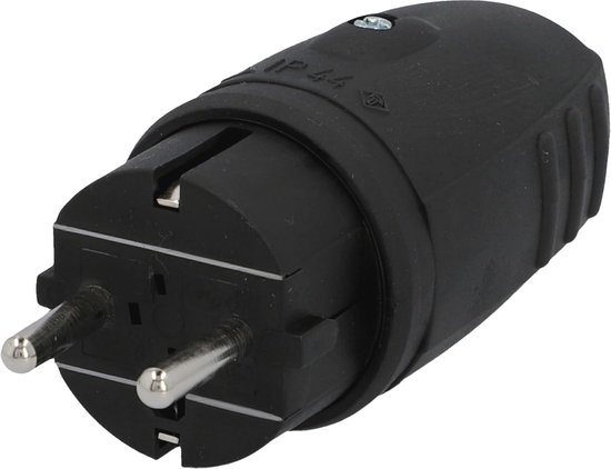 Geaarde Schuko-stekker 250V/16A met Knikbescherming en IP44