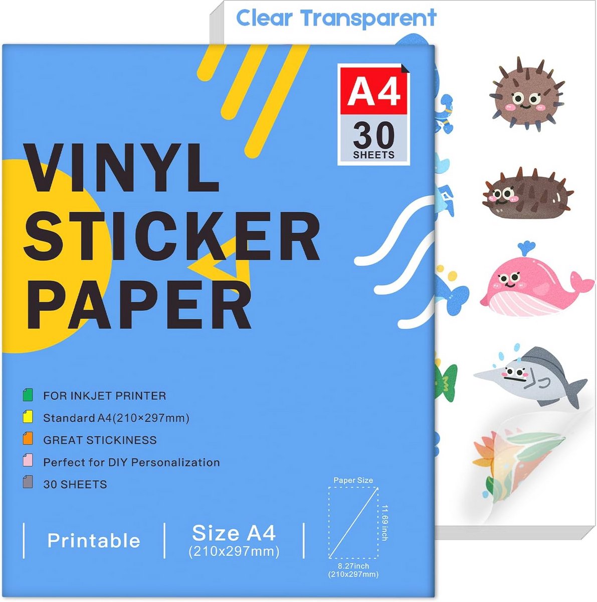 Transparante Zelfklevende Stickerpapier A4 - 30 Vellen Waterproof voor Inktjet Printers