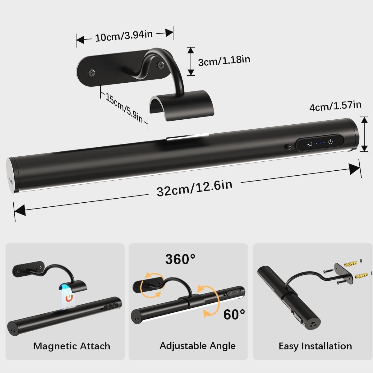Schilderijverlichting Draadloos Led - LED-fotolamp op batterijen - Draadloze wandlamp voor binnen - Met afstandsbediening - Dimbaar - Magnetische wandlamp - Zonder stroomaansluiting - Fotolamp op batterijen voor aan de muur - Dartbord — cadeau in Wonen & Interieur - foto 7