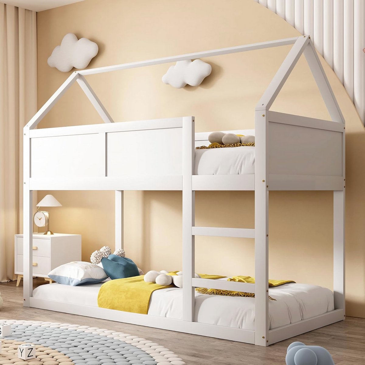 Lage Stapelbed Hoogslaper 90x200 cm - Massief Houten Frame - Perfect Voor Kleine Ruimtes