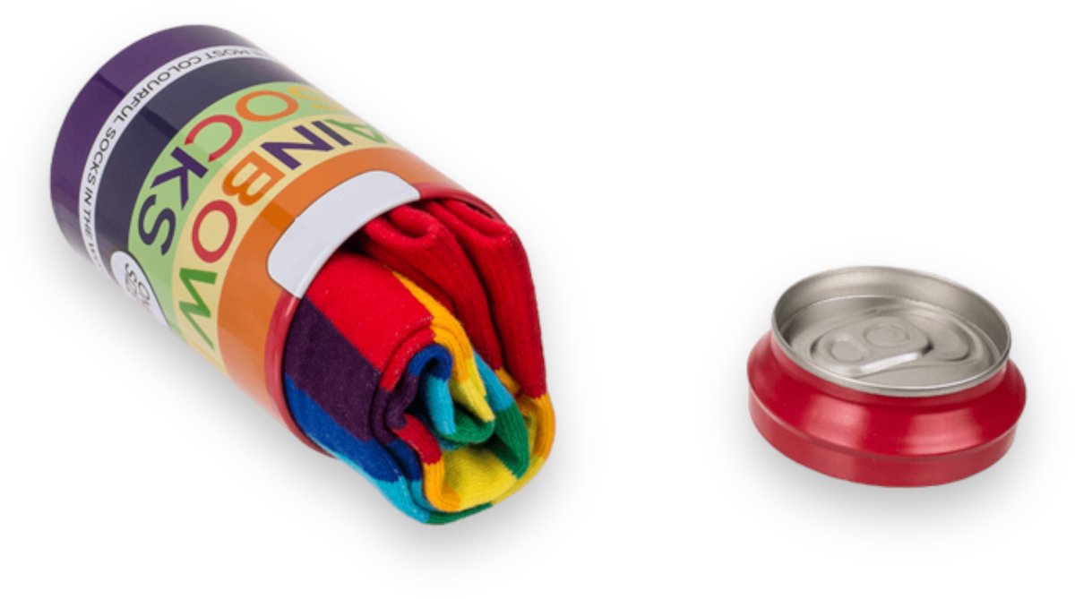 Rainbow Sokken in Cadeaublik – One Size – Vrolijke Regenboog Sokken in Unieke Verpakking