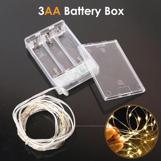 50 LED Batterij Aangedreven Sfeerverlichting - 5 Meter Warm Wit | bol
