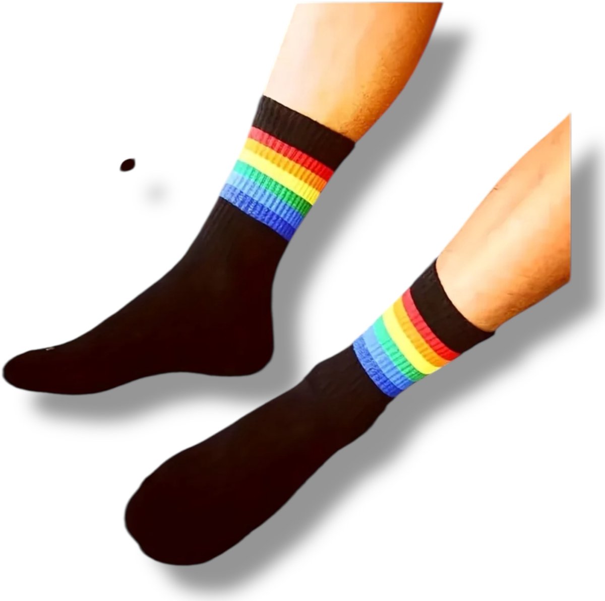 Zwarte Rainbow / Pride Sokken – One Size | Comfortabel, Kleurrijk & Perfect Voor Elke Dag