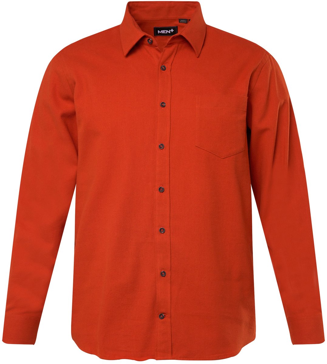 Men Plus - Heren - Flanellen overhemd lange mouwen kentkraag - Terracotta - Maat L