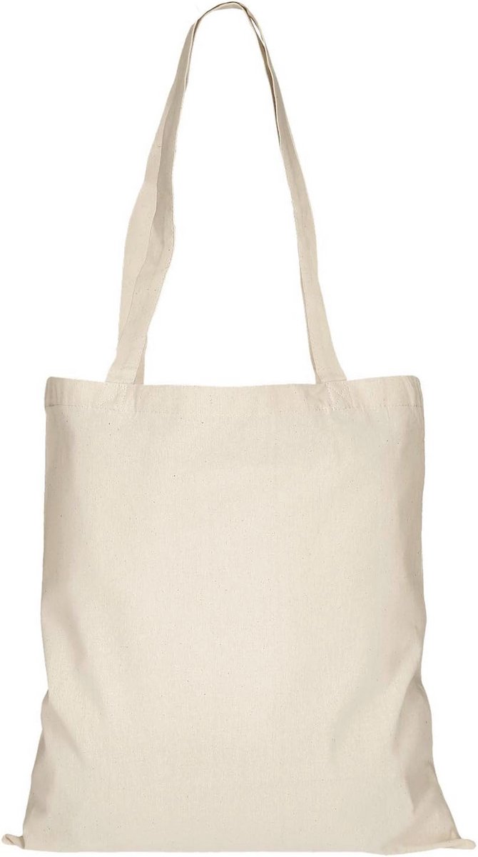 10-delige set 100% katoenen tassen Oeko-Tex gecertificeerd met lange hengsels 38x42 cm