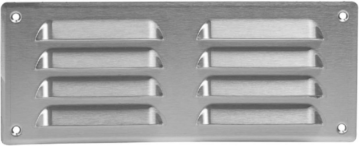 Ventilatierooster met Insectenhor 260x105mm - Metalen Toepassing voor Luchttoevoer en Afvoer - Roestvrij Staal