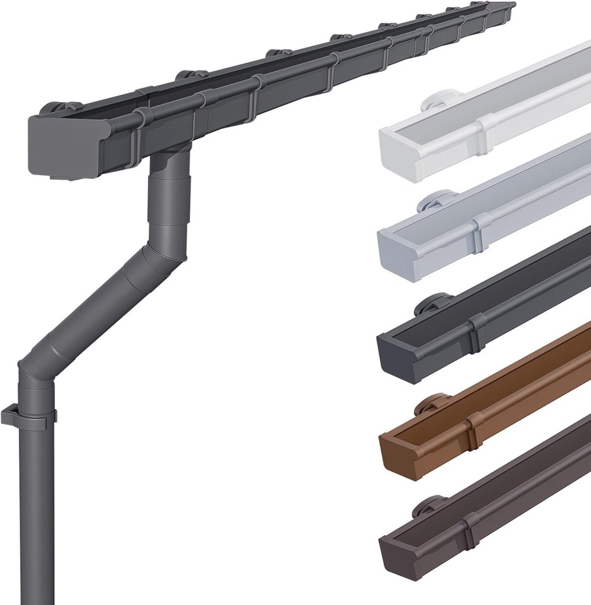 Dakgootset voor tuinhuis - 68mm Bakgoot 5m Antraciet PVC voor Lessenaarsdak