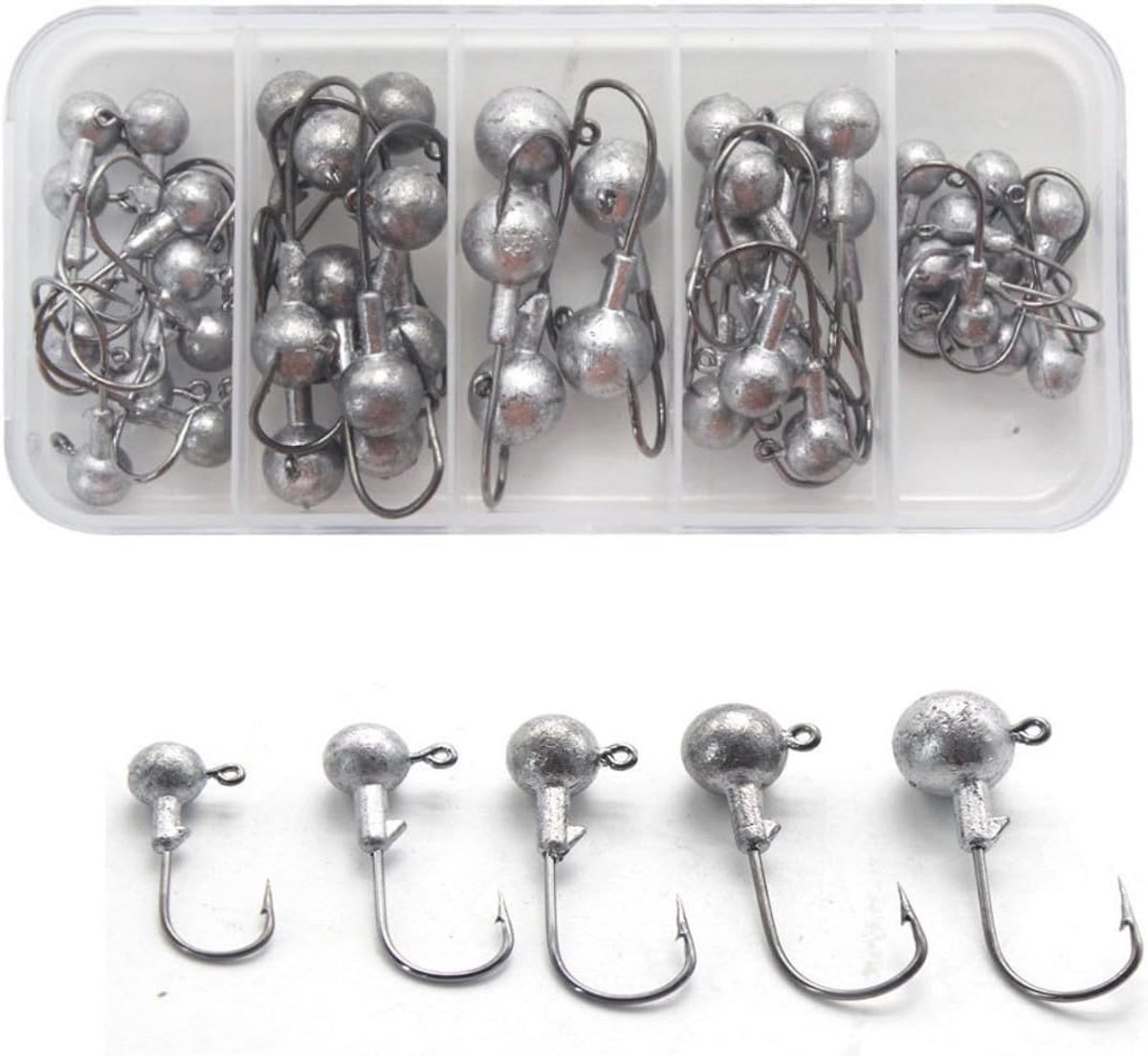 Schuine Vishaken Set met 45 Stuks voor Zeevissen en Jigs – Scherpe Rubber Vishaken