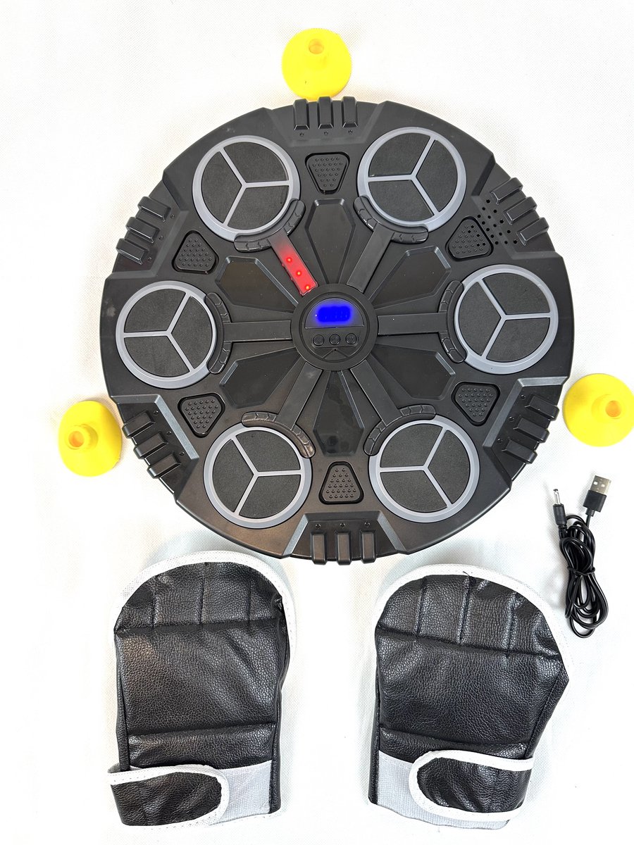 Boksmachine Muzikale Trainingsniveaus & Instelbare Slagsnelheid + Bokshandschoenen – Compacte Wall-Mount Reflex Trainer voor Thuisfitness