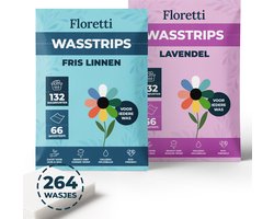 Floretti – Milieuvriendelijke Wasstrips DuoPack – Fris Linnen & Lavendel – 264 wasbeurten – Wasmiddeldoekjes / Wasvellen / Laundry Sheets – Vegan Voordeelverpakking – Voor alle kleuren en soorten was