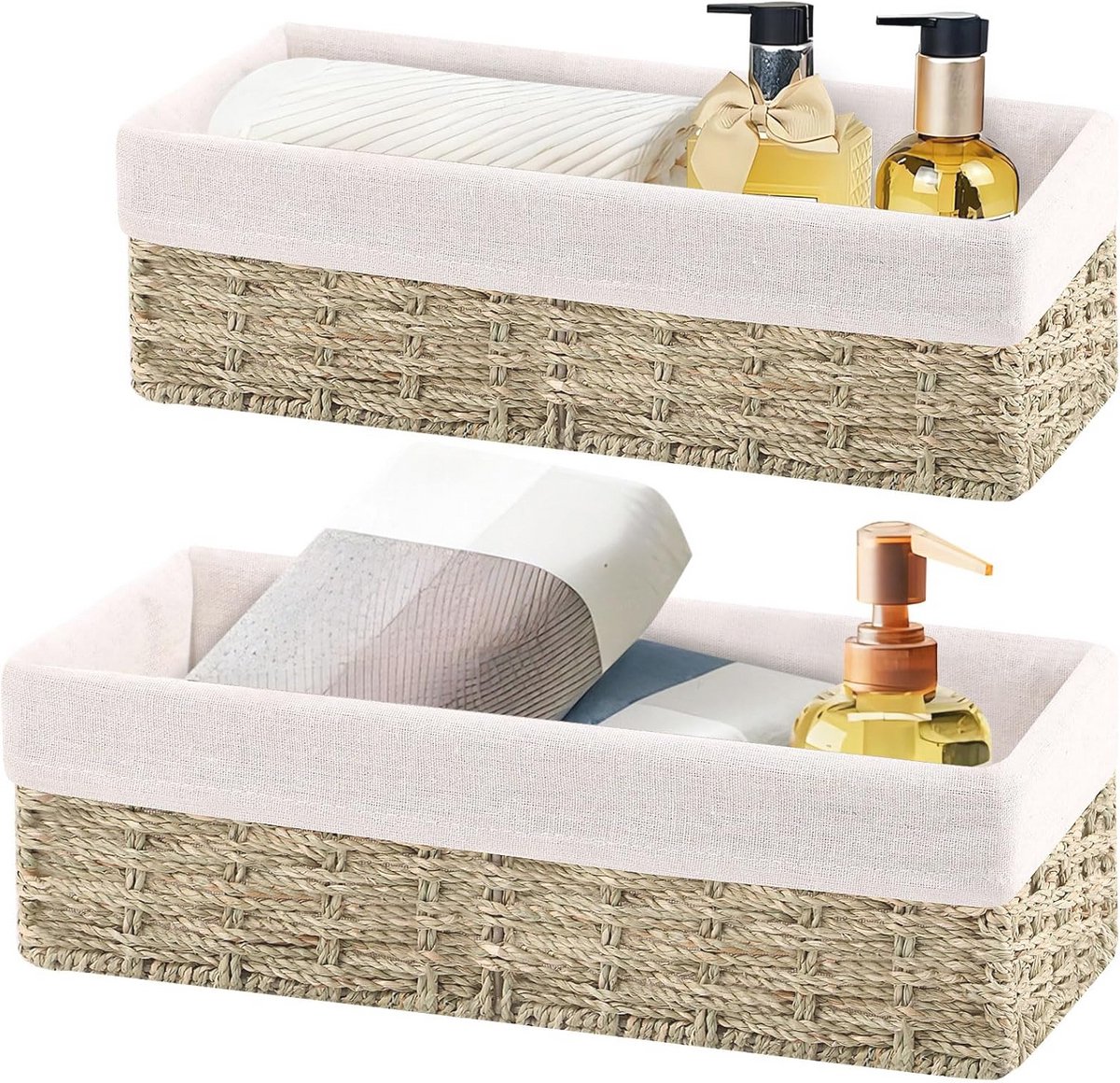 Woven Storage Basket Set - Organizing Wicker Baskets for Home and Bathroom