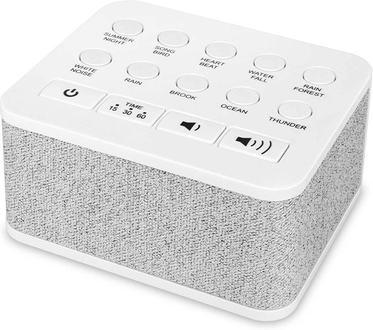 Draagbare witte noise-machine met 10 natuurlijke geluiden voor ontspanning en slaap