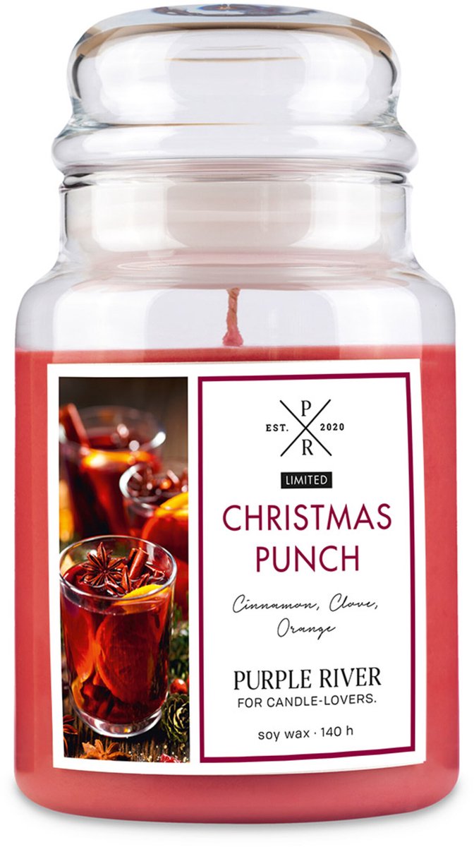 Purple River Candle Geurkaars - Kerstpunch - met kerstgeur