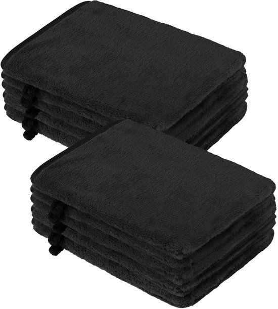 Foto: 10pcs black microfiber washcloths flannel soft face mitten bath spa cloth reusable makeup remover mitten gloves european style washcloth 6 x 8 inches