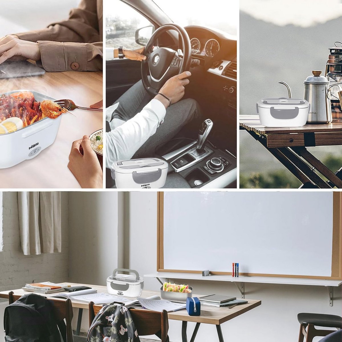 Draagbare Verwarmde Lunchbox voor Warme Maaltijden - Elektrische Isolatie, Perfect voor Kantoor en Auto