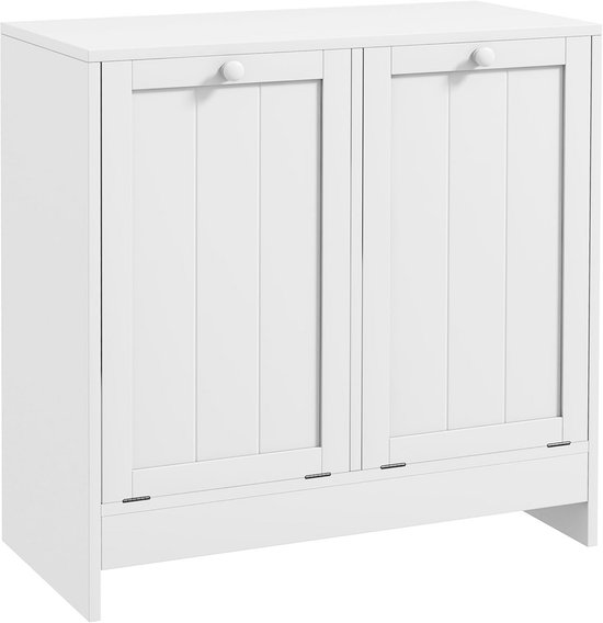 Escolzia Multifunctionele Kledingkast, Lineaire Waskast Met 2 Deuren, Badkamerkolom Met Wasmand 100 Made In Italy 45x32h195 Cm Eiken En Wit