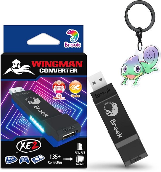 Draadloze Controller-Adapter voor PS, Switch en PC - Twee-in-één Oplossing met Sleutelhanger, Remap en Turbo Functie