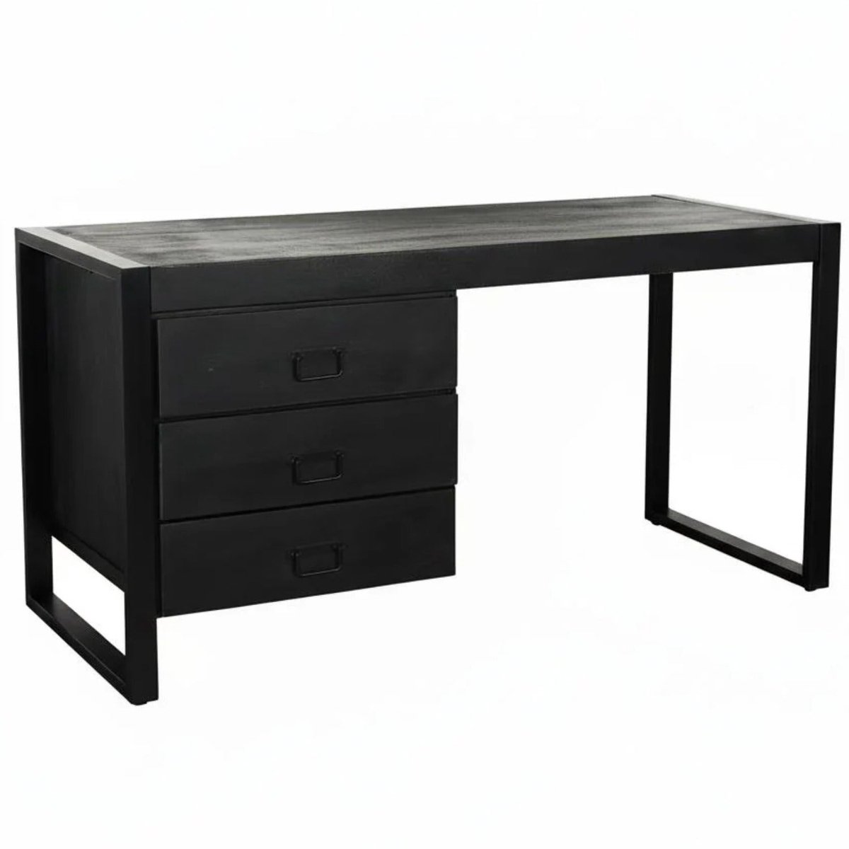 Lizzely Garden & Living Bureau Nicko 145cm zwart industrieel duurzaam massief mangohout