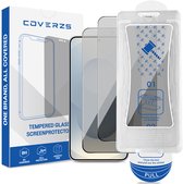 Productverpakking met een doos, twee screenprotectors en een applicatie-frame.