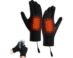USB Verwarmde Handschoenen - Elektrische Verwarmde Handschoenen met Volledige Vingers - Winter Handwarmers - Verwarmde Handschoenen Touchscreen - Geschikt voor Fietsen, Motorrijden, Skiën, Wandelen - Zwart