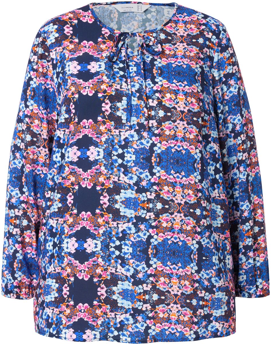 Angel of Style - Dames - Tuniek print all-over lange mouwen - Donkerblauw - Maat 44