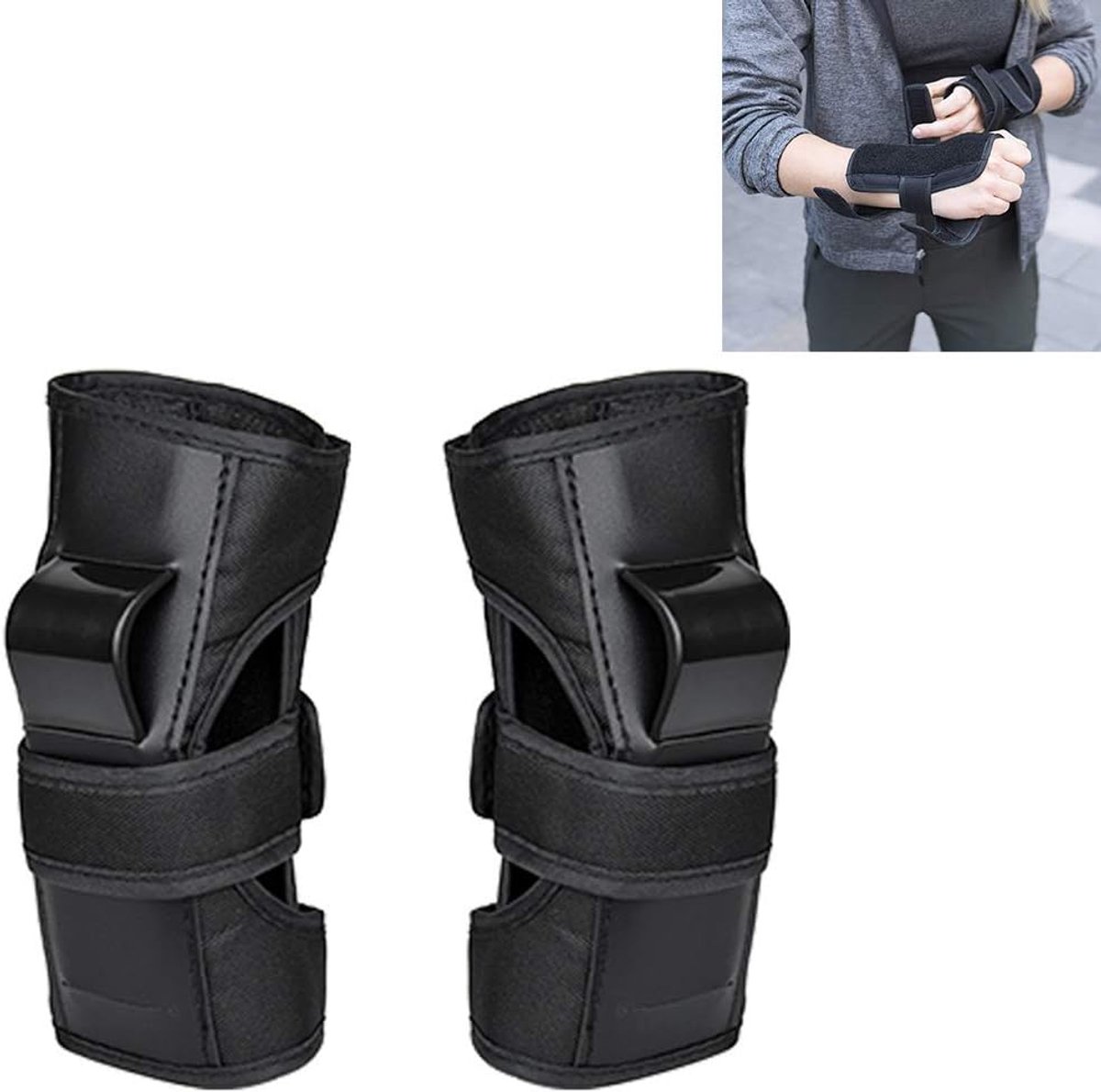 1 paar polsbandjes – Inline skate polsbandjes met padding, skateboard polsbandjes, handbescherming, skateboard, longboard en scooter beschermende kleding – 60-80KG (L)