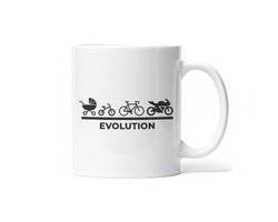 330ml Evolutie Mok – Van Kinderwagen tot Fiets tot Motor – Grappig Cadeau voor Bikers, Fietsers & Motorliefhebbers