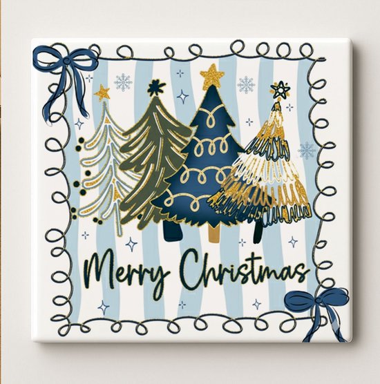 Décoration fenêtre électrostatique Joyeux Noël rouge et blanc L36xH11cm