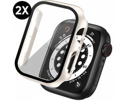 Hoesje voor Apple Watch Series 4 / 5 / 6 / SE / SE 2 / SE 3 - 44 mm Screenprotector - 2 Stuks - Full Cover Hard Case - Starlight