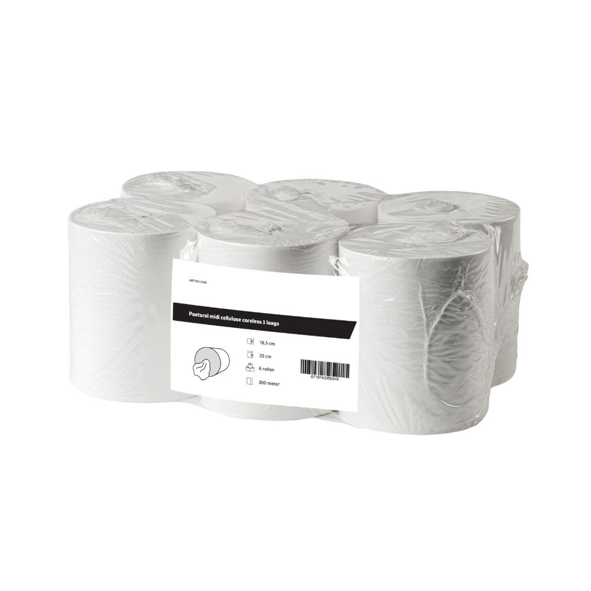 Poetsrol mini coreless cellulose 1-laags