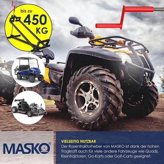 Zitmaaierkrik 400kg - Universeel Grasmaaier Lift met 45° Verstelbare Kanteling - Compacte Reinigingshulp voor Grasmaaiers — afbeelding 2