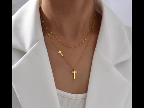 Layered Kruisjes Ketting – EmmyRovi –Goudlook – Stainless Steel – 45 + 50 cm