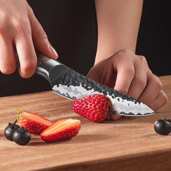 9 Cm Groentemes - Handgesmeed Japans Fruitmes van Hoogwaardig Koolstofstaal — afbeelding 3