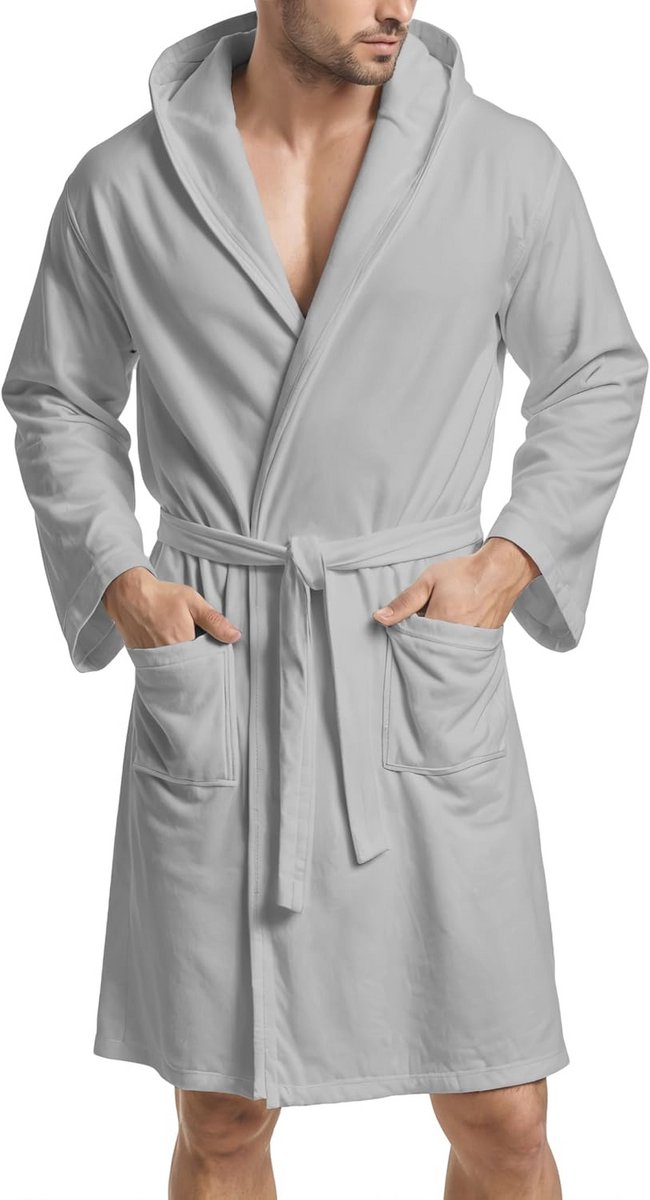 PETTI Artigiani Italiani Unisex Accappatoio Microfibra badjas van microvezel, grijs, L, grijs, L