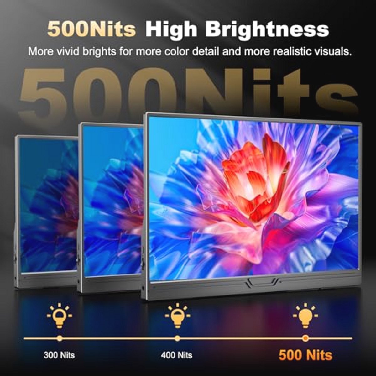 Draagbare 15,6" Monitor met 2,5K Resolutie - QHD 2560x1440, 500 Nits Helderheid, Oogvriendelijk Tweede Scherm voor Laptop, PC en Mobiele Apparaten