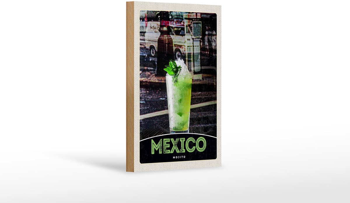 Femer Holzschild Reise 12x18 cm Mexiko USA Amerika Mojito Limette