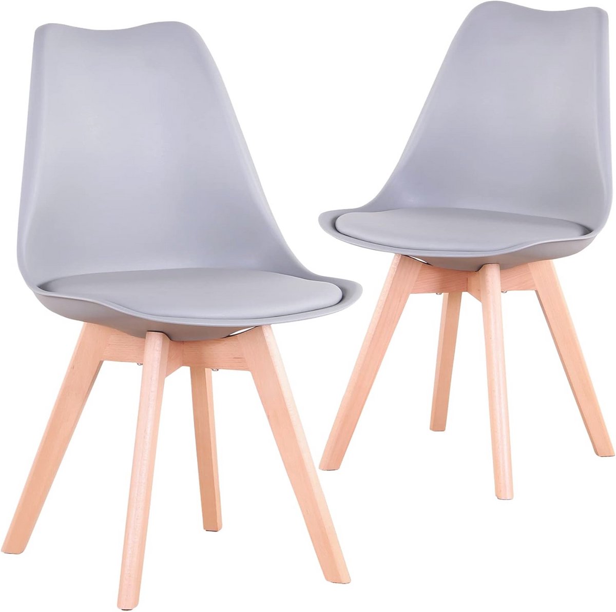 Set van 2 moderne eetkamerstoelen met houten poten en ergonomisch ontwerp
