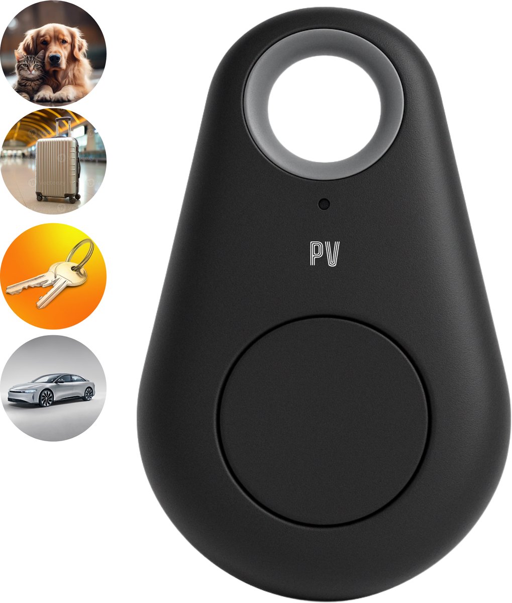 PureVolt Mini GPS Tracker - Draagbare Bluetooth Tracker voor Huisdieren, Sleutels & Bagage - Real-Time Locatiebepaling - Waterdicht & Compact - Geschikt voor iOS & Android - Zwart
