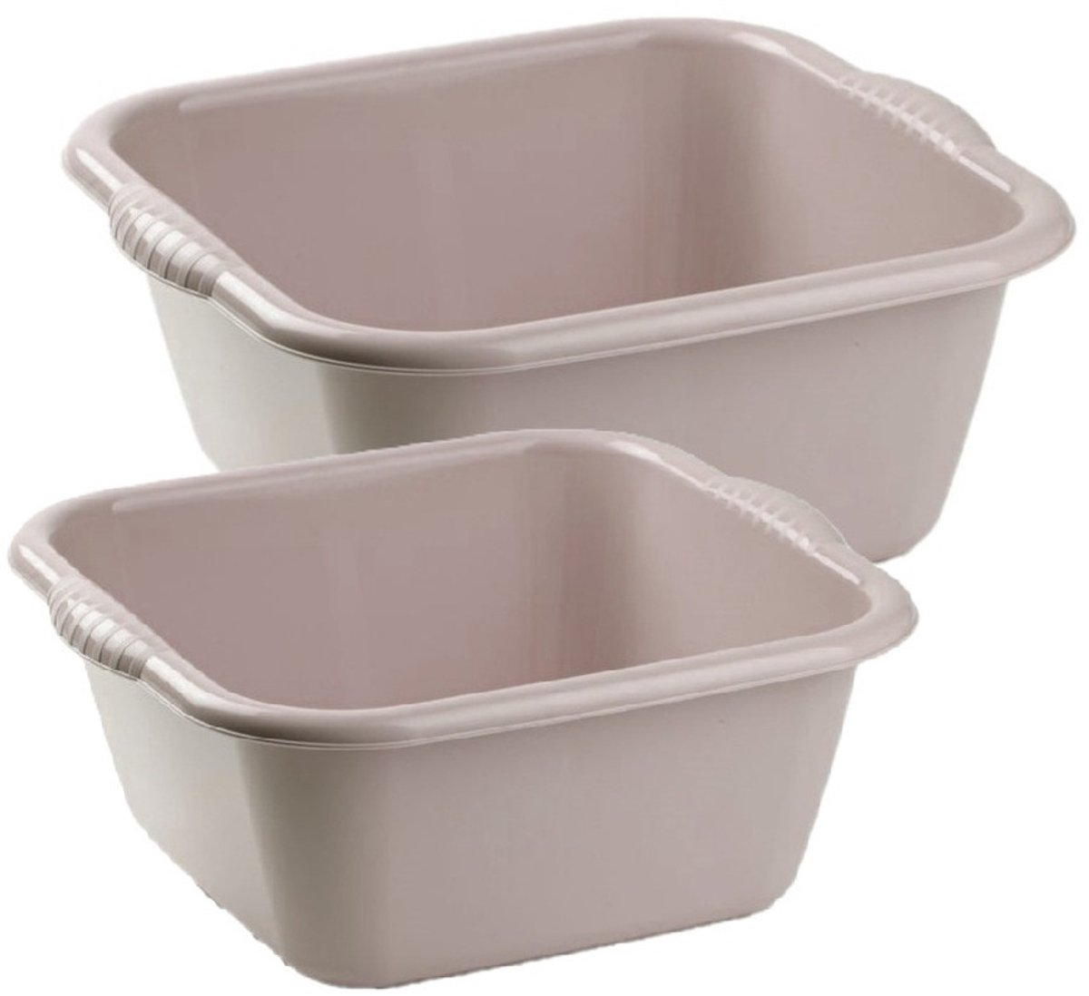 Plasticforte afwasteilen set - afwasbak - kunststof - 6 en 10 liter - beige - huishoud emmers
